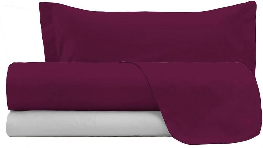 Senza Marchio Beddengoedset natuurlijke kleur pruim lichtgrijs Frans bed