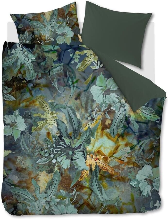 Senza Marchio Beddinghouse Floral Embrace Blue Green beddengoedset voor tweepersoonsbed 100% katoensatijn