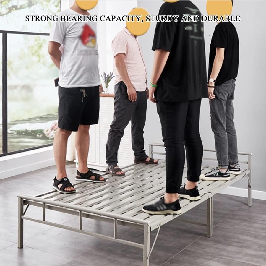 Senza Marchio Bedlatten gestoffeerd platform bedframe opvouwbaar bedframe onderbed opslagruimte geluidsvrij ijzeren latten ondersteuning sterk draagvermogen (kleur: groen maat: 99 x 195 6 cm)