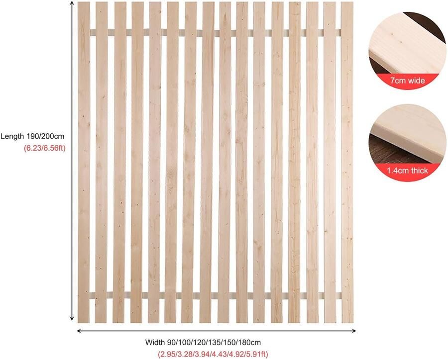 Senza Marchio Bedlatten lattenbodem vervangende matras voor houten bedlatten binnenslaapkamer bedaccessoire opvouwbare bedframe rollatten (3 x 6 ft)