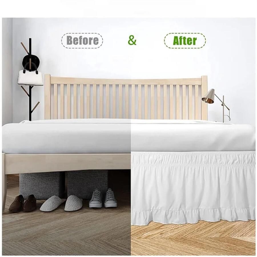 Senza Marchio Bedvolant ruches bedrok omringende elastische sprei geen oppervlak familiehotel tweepersoonsbed tweepersoonsbed kingsize bed kingsize bed rok laken (maat : kingsize 200 x 200 x 38 cm)