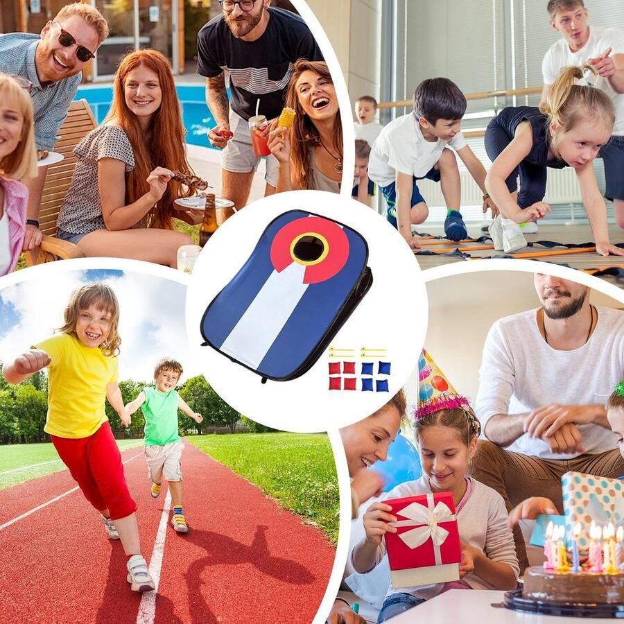 Senza Marchio Besreey Zitzak Toss-spel voor kinderen Zitzak-toss-spel voor kinderen Cornhole bord met 8 zitzakken Buitenactiviteitenspeelgoed draagbare familiestrandgazon achtertuinspellen