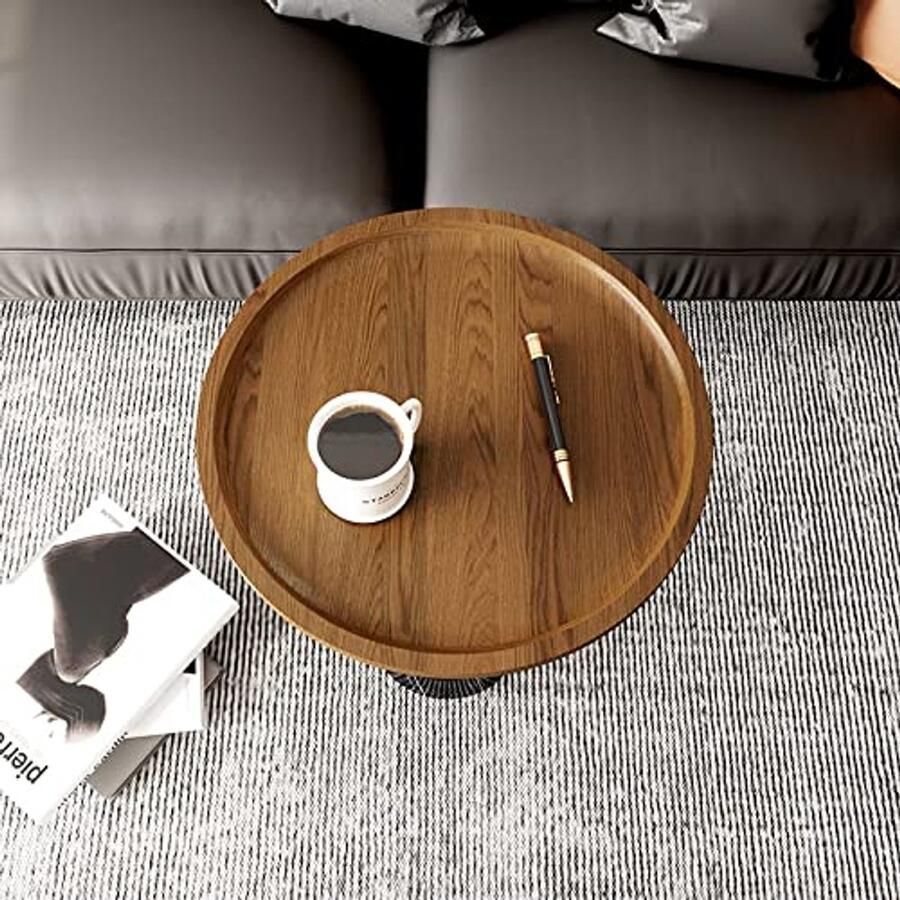 Senza Marchio Bijzettafel Console Tables Nesting Tables Nordic Style Wood Small Coffee Table Mini Corner Side Table Simple Sofa Living Room Bedside Table Small Table End Tables edestal Tables (Color : Black 60cm) (White 70cm)