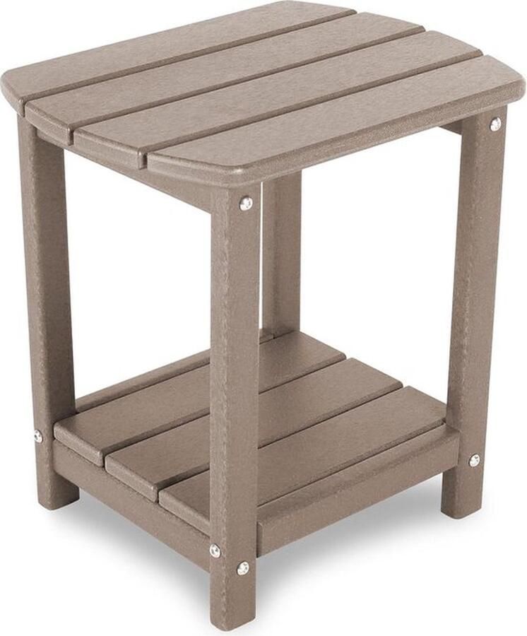 Senza Marchio Bijzettafel voor buiten Adirondack-tafel van HDPE vierkante ronde theetafel balkon tuin gazon zwembadrand bruin