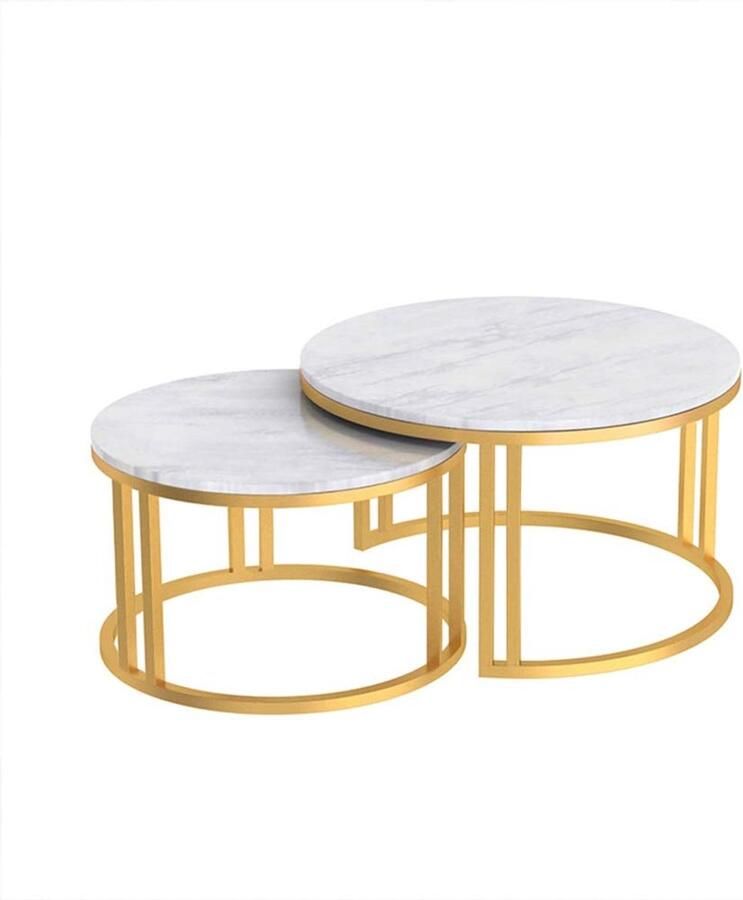 Senza Marchio Bijzettafel Eindtafel Nesting Tabl Indoor Outdoor Decoratieve Nesting Ronde Side End Accent Salontafel Nachtkastjes voor Thuiskantoor Set van 2 31 × 21 Inch 23 × 17 Inch - Foto 2