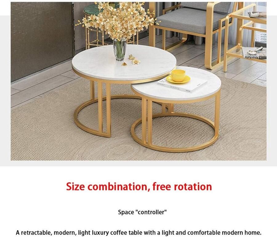 Senza Marchio Bijzettafel Eindtafel Nesting Tabl Indoor Outdoor Decoratieve Nesting Ronde Side End Accent Salontafel Nachtkastjes voor Thuiskantoor Set van 2 31 × 21 Inch 23 × 17 Inch