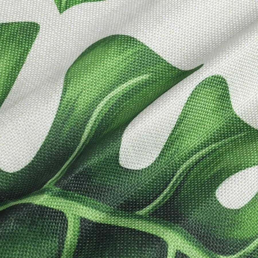 Senza Marchio Bonhause Kussenhoezen met tropische bladeren 40 x 40 cm palmblad plant decoratieve kussenslopen polyester linnen groen kussenslopen voor bank bed thuis tuin buiten decoratie set van 4