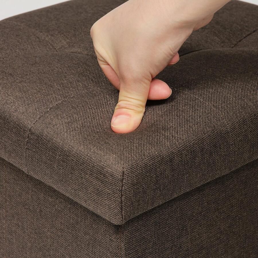 Senza Marchio Bonlife Sofa kruk Puff Footstool Coffin Toy box Storage Opvouwbare kruk met opbergruimte bruin 32 x 32 x 32 cm