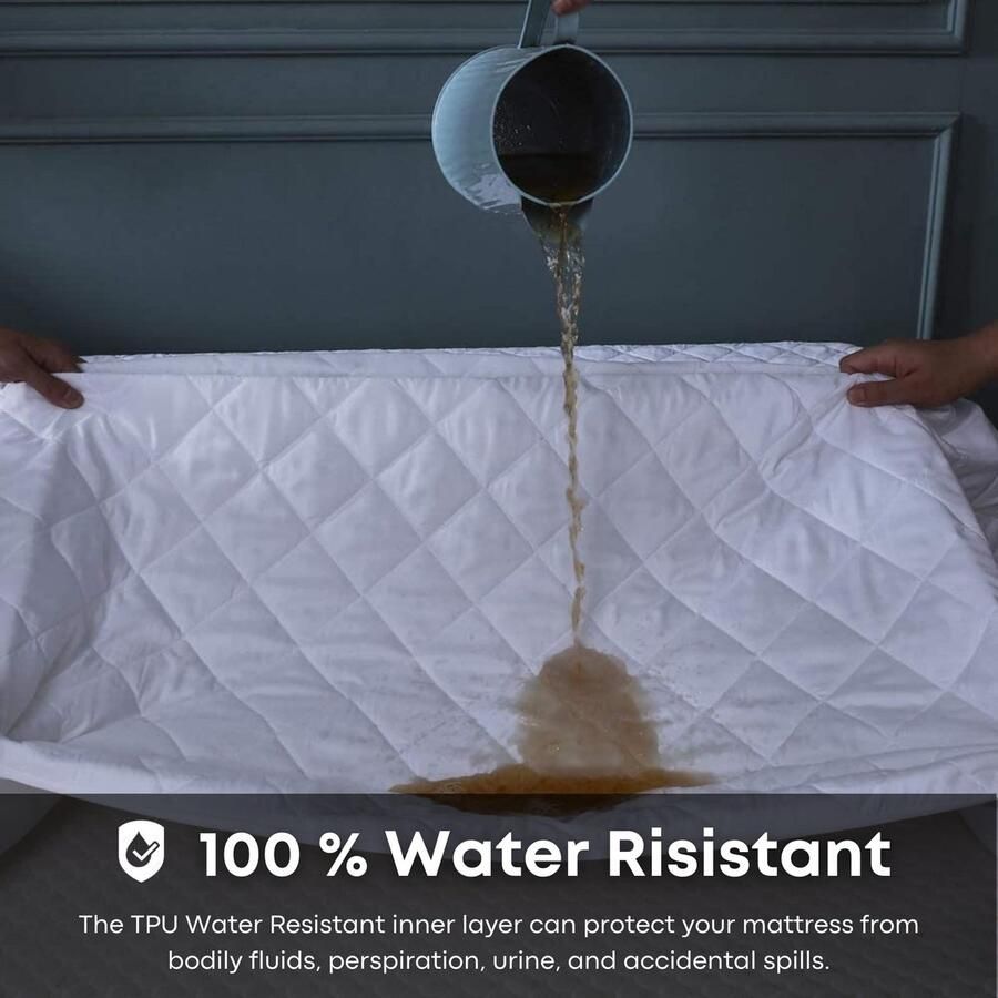 Senza Marchio BSSPOKE Premium waterdichte gewatteerde matrasbeschermer ultieme bescherming voor uw matras ademende matrasbeschermer met diepe zak (waterdicht enkel)