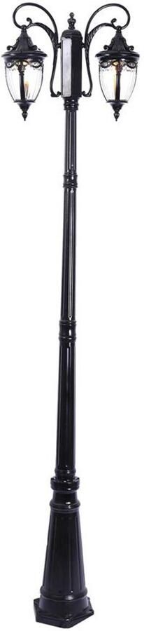 Senza Marchio Buitenlantaarnpaallamp 2 35 m buitenstraatlamp 2 lampen voor patiopaallamp tuin hoge paalpaallamplamp 1-pack paallantaarn met heldere glazen diffuser spuitgieten 2.06m Black