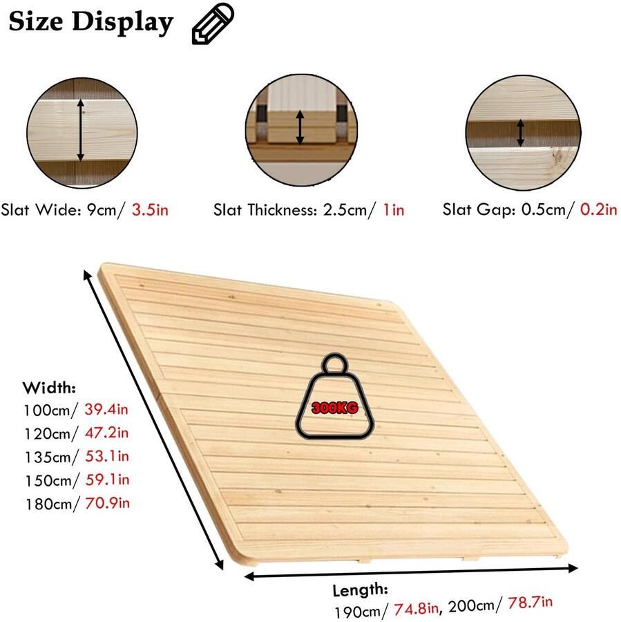 Senza Marchio Houten bed latten bunkie board 190200 cm lengte opvouwbare bedbodem King Queen Size (150x200cm)