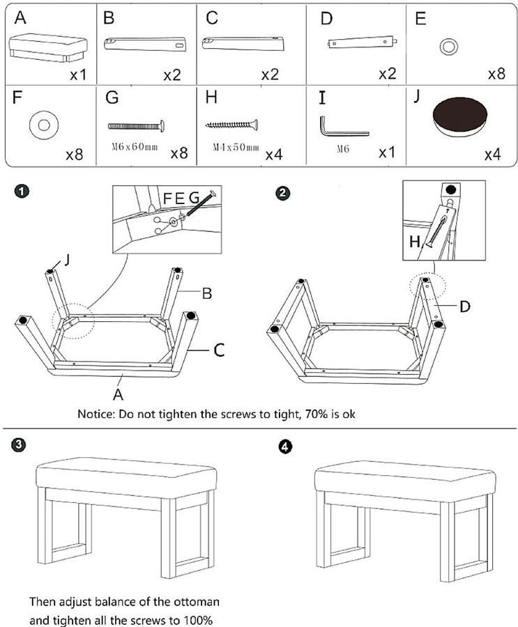 Senza Marchio CangLong 27 Inch Brede Rechthoekige Ottomaanse Bank Grijze Voetenbank Linnen Look Polyester Stof voor Woonkamer Slaapkamer Grijs