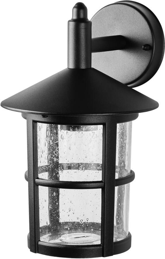 Senza Marchio CGC Lighting Outdoor Wandlamp Lantaarn Diffuser Transparant Glas Groot Zwart Traditioneel E27