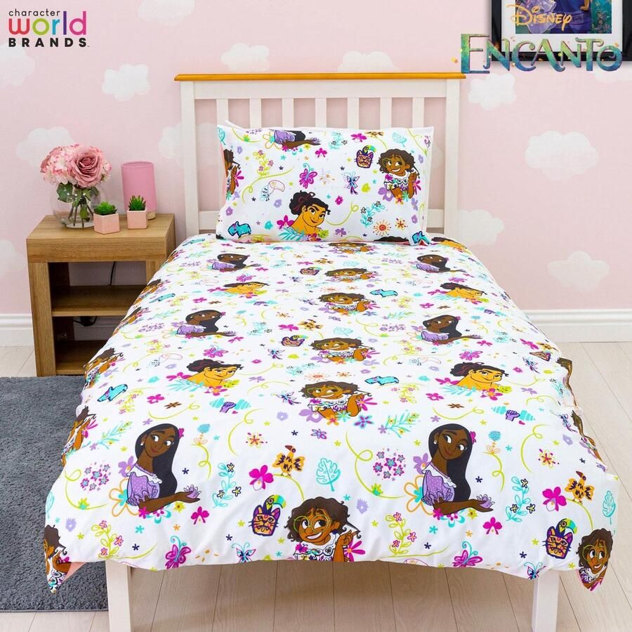 Senza Marchio Character World Disney Officiële Encanto Single Childs Dekbedovertrek Set |Familia Design Omkeerbaar 2-zijdig Beddengoed Inclusief Bijpassende Kussensloop Merken Eenpersoonsbed Set