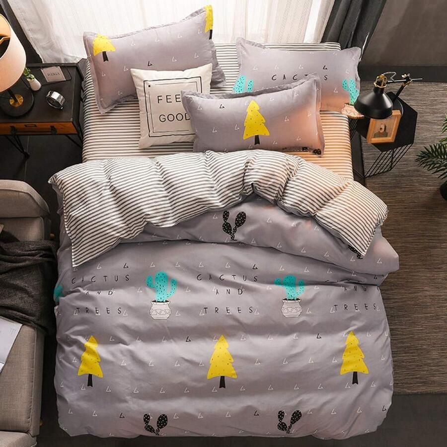 Senza Marchio Chickwin Bedding Set Tweepersoonsbed 4 Stks Dekbedovertrek Polyester Microvezel afdrukken Patronen Beddengoed Sets dekbedovertrek 2* bijpassende kussenslopen Lakens