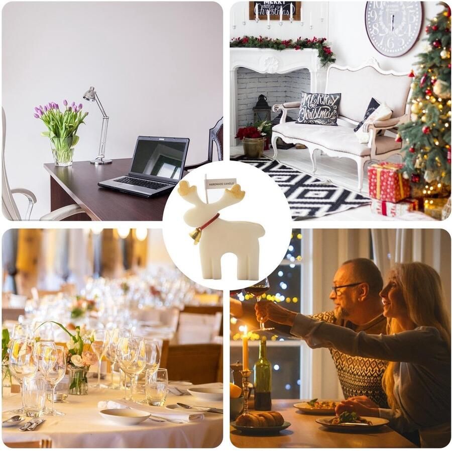 Senza Marchio Christmas Scented Candles Cute Reindeer Scented Candles with Long-Lasting Fragrance Seasonal Celebration Home Decor Winter Holiday Candles for Dining Table