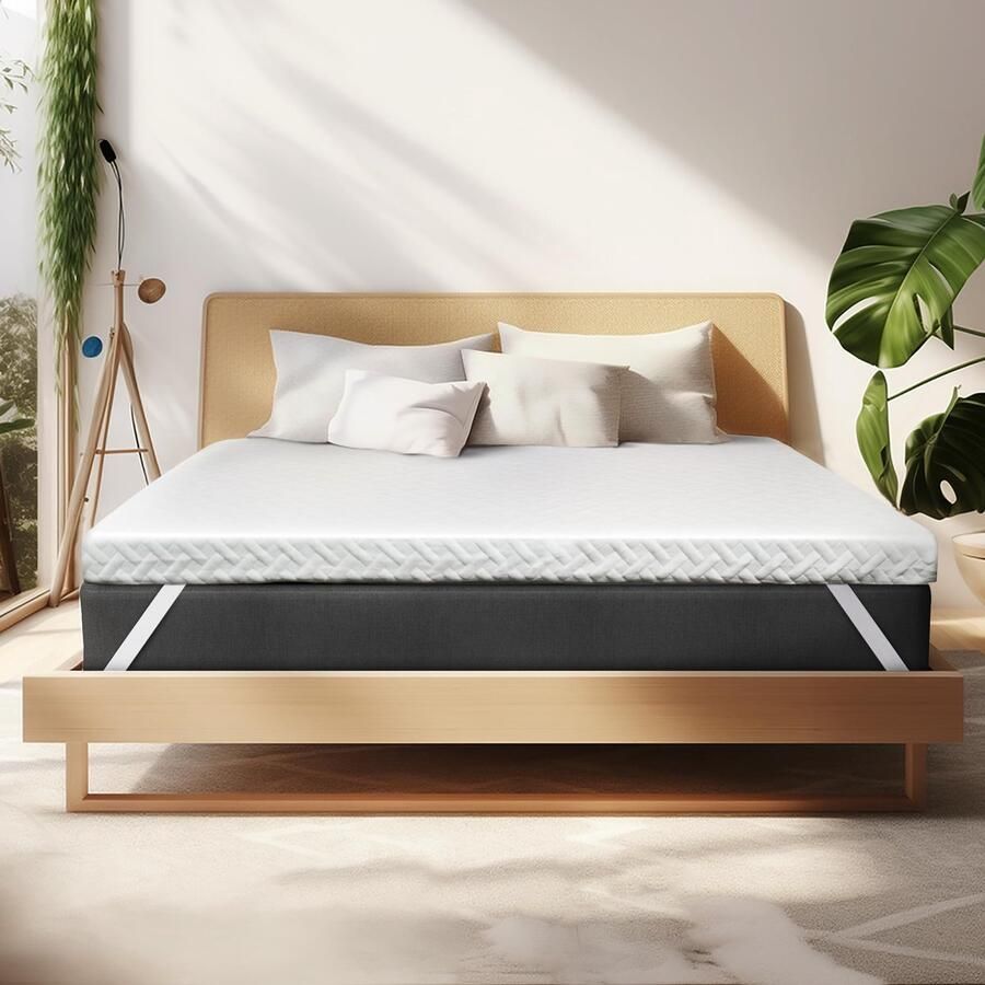 Senza Marchio Colvay Matrastopper van geltraagschuim 7 6 cm voor tweepersoonsbed met afneembare en wasbare overtrek CertiPUR-US gecertificeerd wit