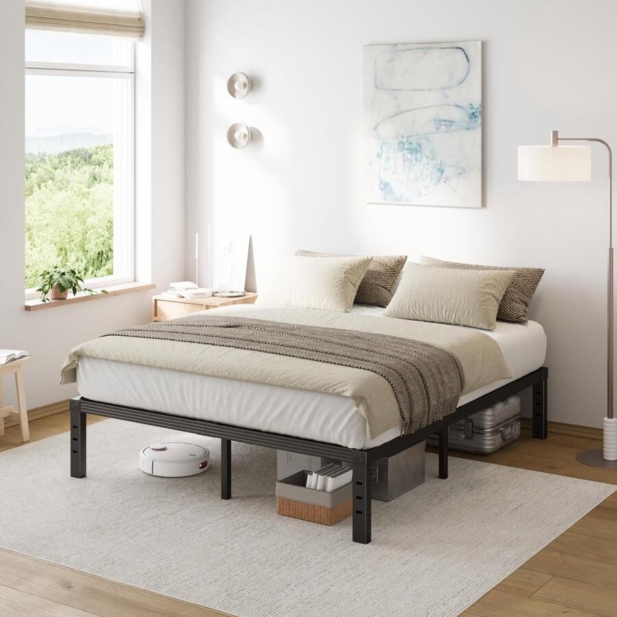 Senza Marchio COMASACH Queen Bed Frame Heavy Duty 14 inch hoog zwart metalen platform bedframe stevig stalen frame ondersteuning tot 3500 kg geen boxspring nodig geluidsvrij eenvoudige montage