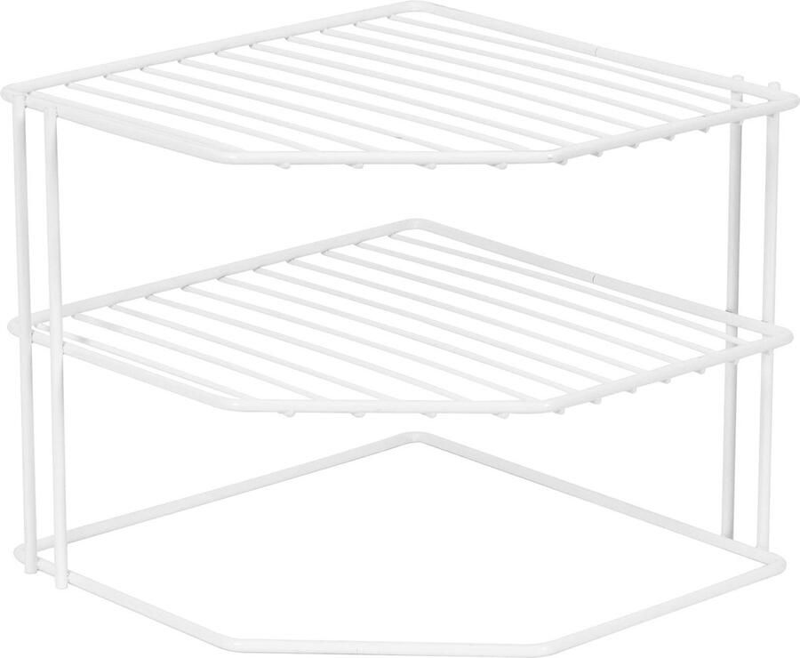 Senza Marchio Compactor Keukenhoek kast opbergorganizer plank rek wit metaaldraad 24 x 23 x 20 3 cm