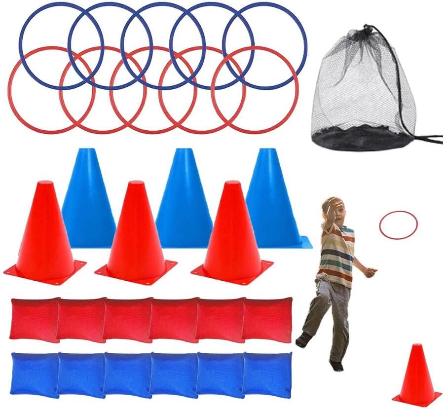 Senza Marchio Cones Tossing Combo Set Zitzak Spelsets Kerst Carnaval Spelletjes Binnen Buiten Zitzak Tossing Games Zachte kegels Cornhole zitzakken Ringgooispellen voor tuin gazon