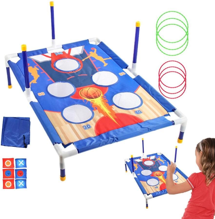 Senza Marchio Cornhole-spelset voor kinderen zitzak gooien Cornhole Bag Toss Buitenspeelgoed voor kinderen Interactief Cornhole-spel zitzak gooien voor kinderen Corn -spellen voor kinderen gezinnen en vol