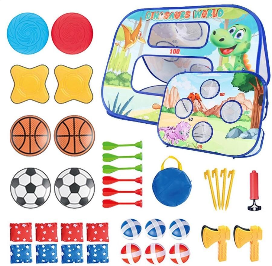 Senza Marchio Cornhole-spelset voor kinderen zitzak gooien voor kinderen Herbruikbare zitzak Cornhole Kit voor kinderen Corn Hole-spellen Cornhole Board Set interactief buitenspeelgoed voor kinderen voor jon