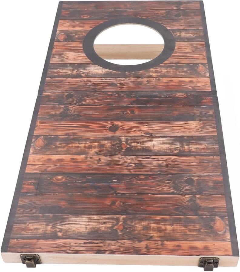Senza Marchio Cornhole Zitzak Spelset Cornhole Spelset Draagbaar Opvouwbaar Interactief Waterbestendig voor Feest Camping Buiten Achtertuin voor Kantoor Thuis Feest Reizen (Zwarte cirkel)