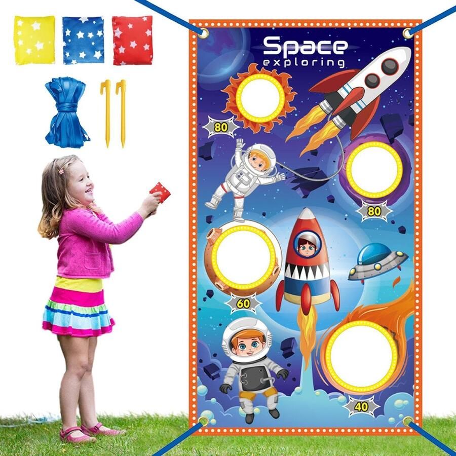 Senza Marchio Cornhole zitzakken voor kinderen zitzak-gooispellen voor peuters Cornhole Bag Toss-spelset voor kinderen Draagbaar zitzakspeelgoed draagbare grappige kinderspellen voor jongens meisjes