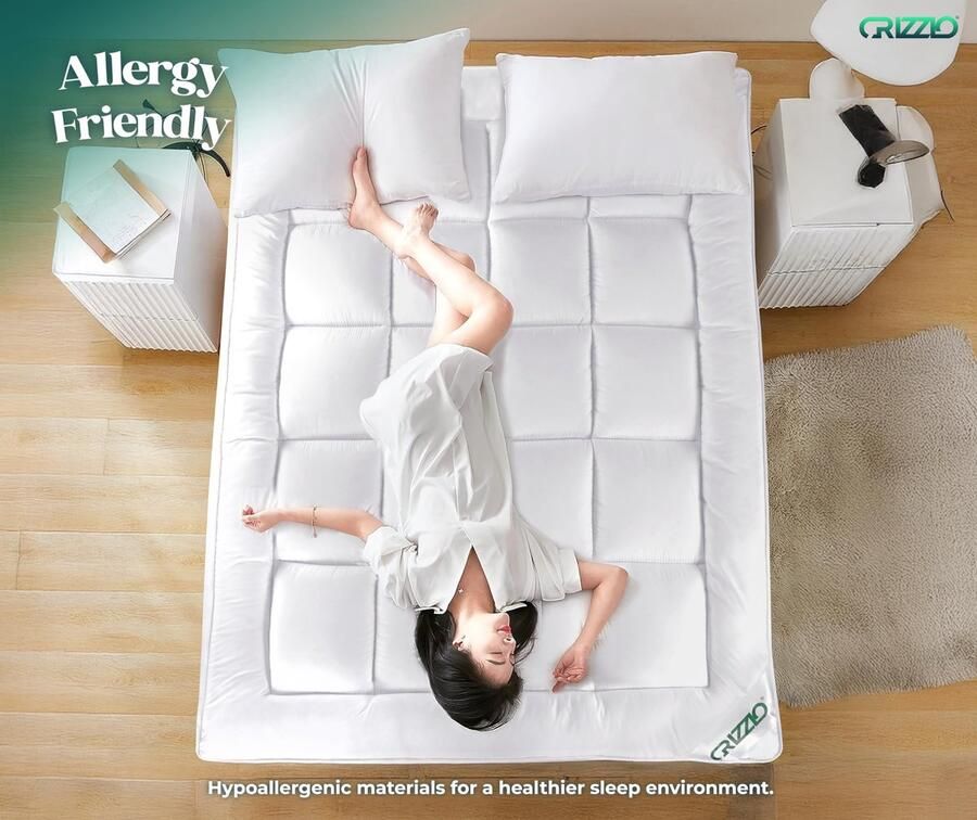 Senza Marchio Crizzio Luxe matrastopper 10 cm dikke matrastopper met sterke elastische banden past tot 40 cm geborstelde microvezel premium hollowfiber vulling (klein tweepersoonsbed (122 cm x 190 cm +10