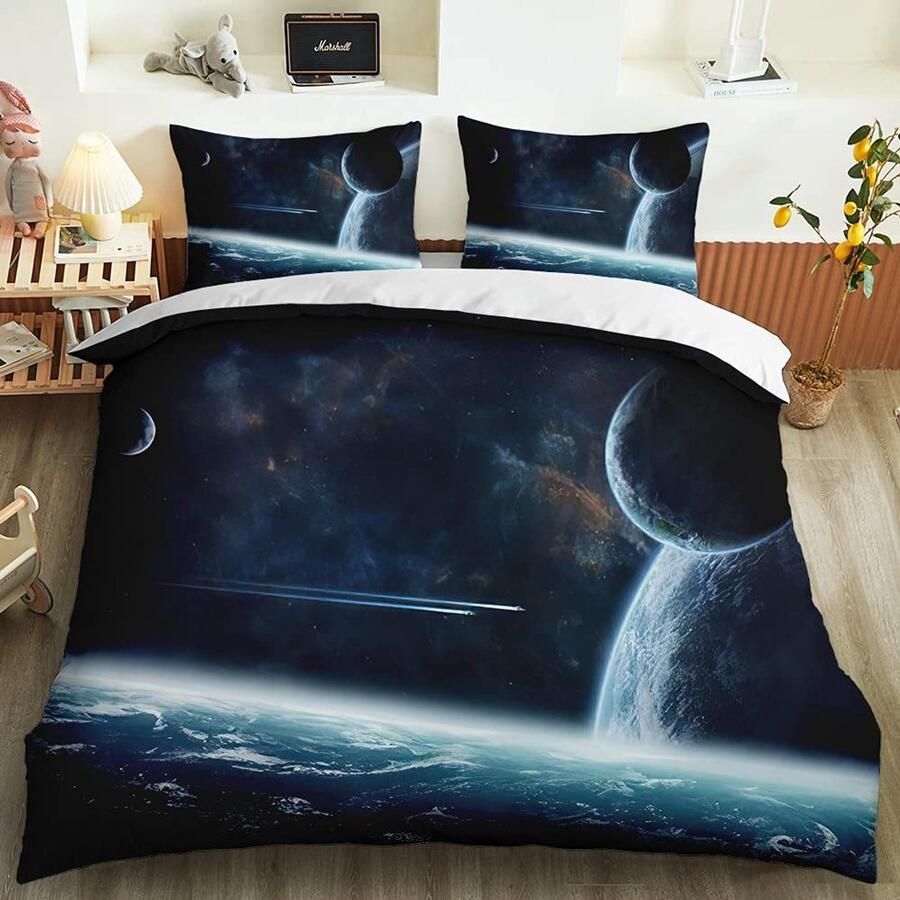 Senza Marchio Custom Pillowcase Soft Duvet Cover Starry Sky Bedding Set Outer Space Bed Set 3d Print Queen King Single Bedroom Decor Adult 200×200CM