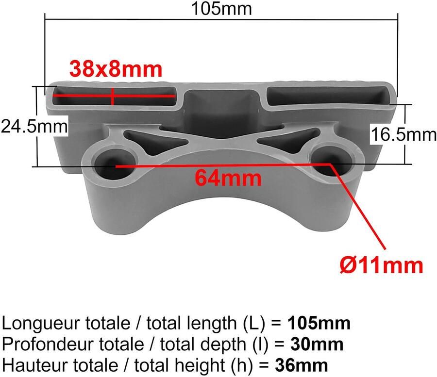 Senza Marchio cyclingcolors 10 x lattenhouder lattenbodem kaphouder 38 mm eindkaphouder bed flexibel rubber grijs duo 10 stuks