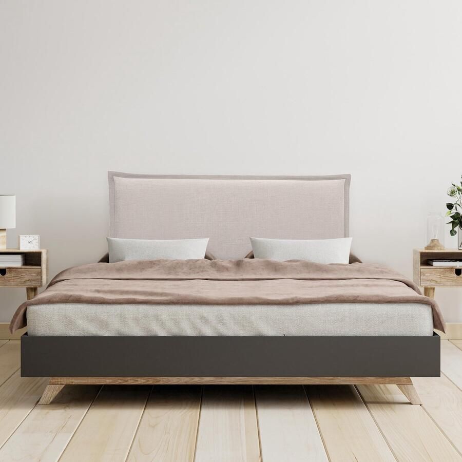 Senza Marchio DHOME effen hoofdeinde van natuurlijk linnen met biezen voor bed slaapkamer modern trending (beige 90 cm (voor bedden van 70 80 90 cm))