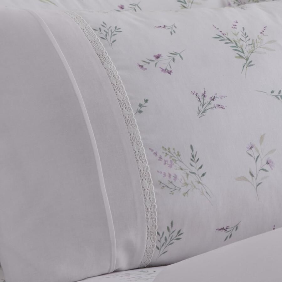 Senza Marchio Dreams & Drapes Decoratief Chloe Kanten Trim Dekbedovertrek Set Eenpersoonsbed Maat in Lila