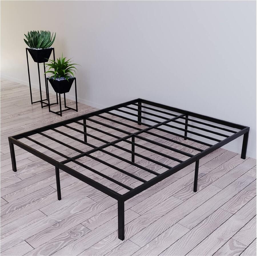 Senza Marchio Dreamzie Metalen Onderstel voor Bed Voor Matras 150x200 cm Voor Tweepersoonsbedden of Matrassen Stevige eenvoudige montage grote opbergruimte Zwart Bedframe