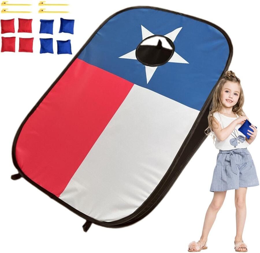 Senza Marchio Zitzak Toss-spelset Zitzak Toss-spel voor kinderen Maïsgatspellen met 8 zitzakken Draagbare Cornhole-spelset voor buitenactiviteiten spelletjes in de achtertuin