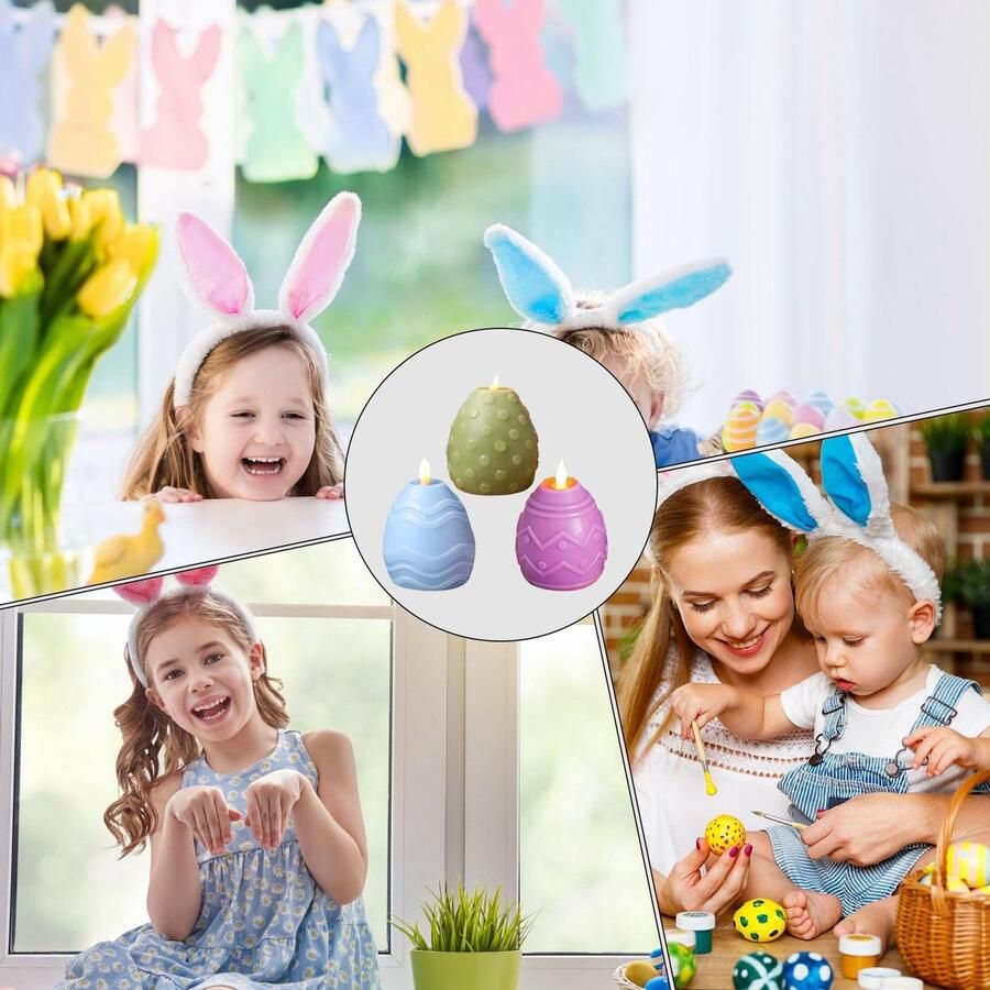 Senza Marchio Easter Led Candle Flameless Candles Battery Fake Led Candles Electric Candle Desk Decor Easter Decoration Candles Battery Powered Candles 4.72x3.54 Inches 12x9cm for Desk and Holiday Decor
