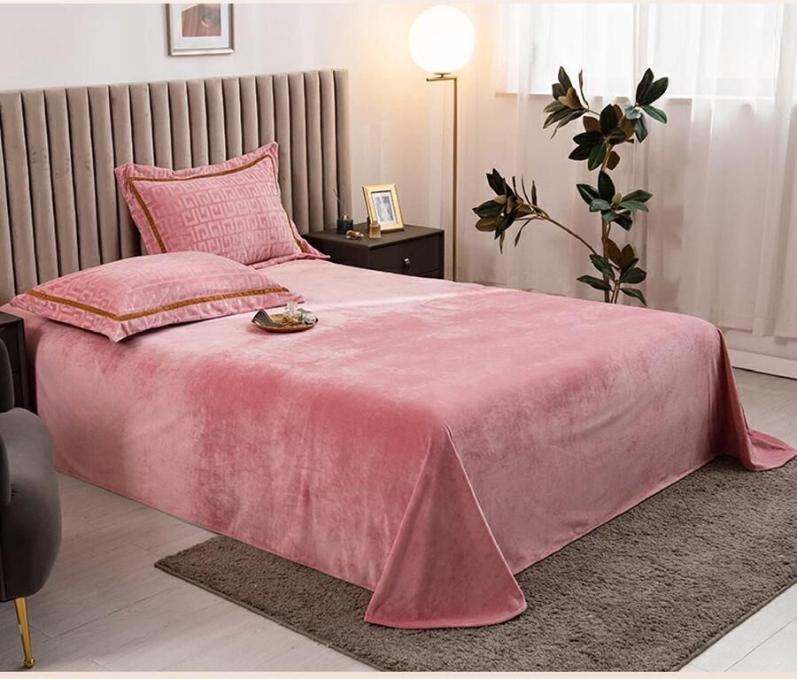 Senza Marchio Een puur katoen B-Side Milk Velvet Bed Dekbedovertrek Set Winter Fashion Gedrukt Dekbedovertrek Verdikte Warm Dubbelzijdig Fluweel Melk Fluwelen Baby Velvet Sheet Quilt Cover Kussensloop Kerst Familie Hote - Foto 2