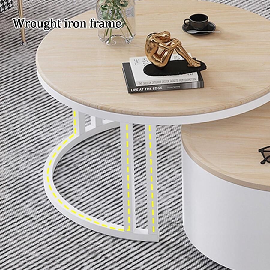 Senza Marchio EKDJSN Nesting Coffee Table Nesting Table met 360° Draaibaar Theeblad Salontafel met Grote Opbergruimte Intrekbaar for Woonkamer Slaapkamer Wit zwart(Orange)