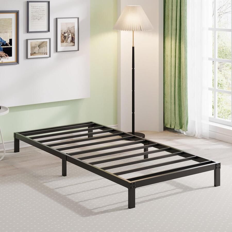 Senza Marchio EMODA 6 inch eenpersoons bedframes geen boxspring nodig Heavy Duty metalen dubbele platform bedframe geluidsvrij eenvoudige montage zwart