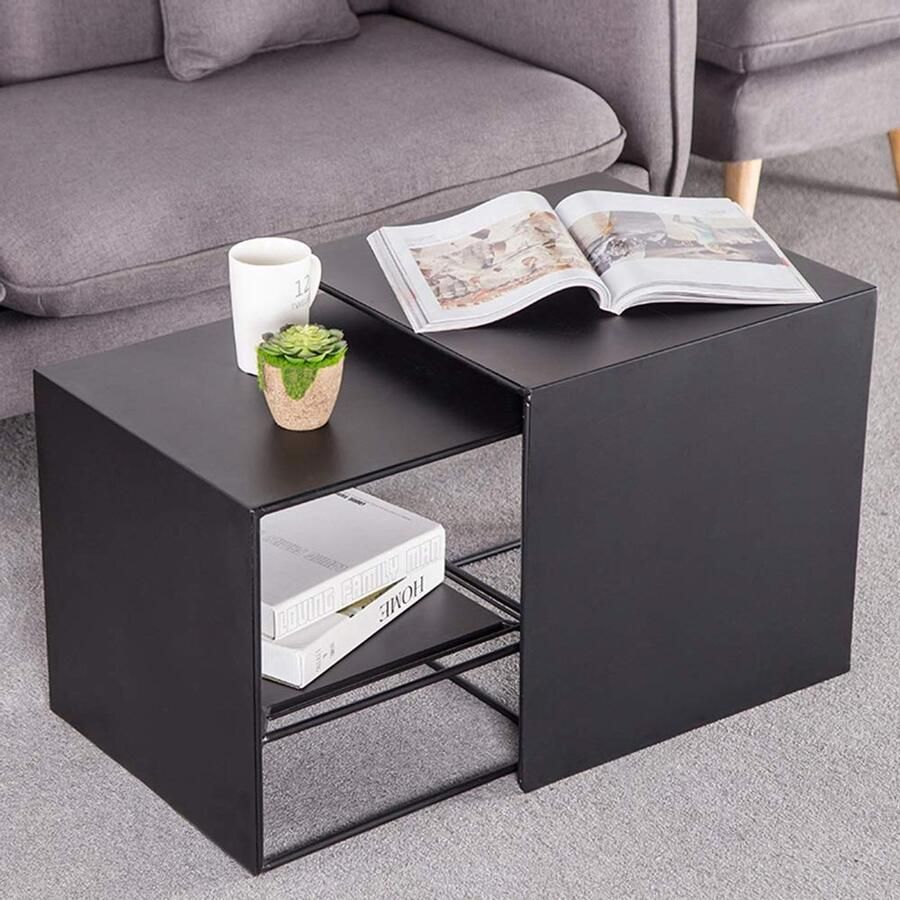 Senza Marchio EPOTRDCV Coffee Table Nesting Table Coffee Table Side Table Storage Table With Metal Frame