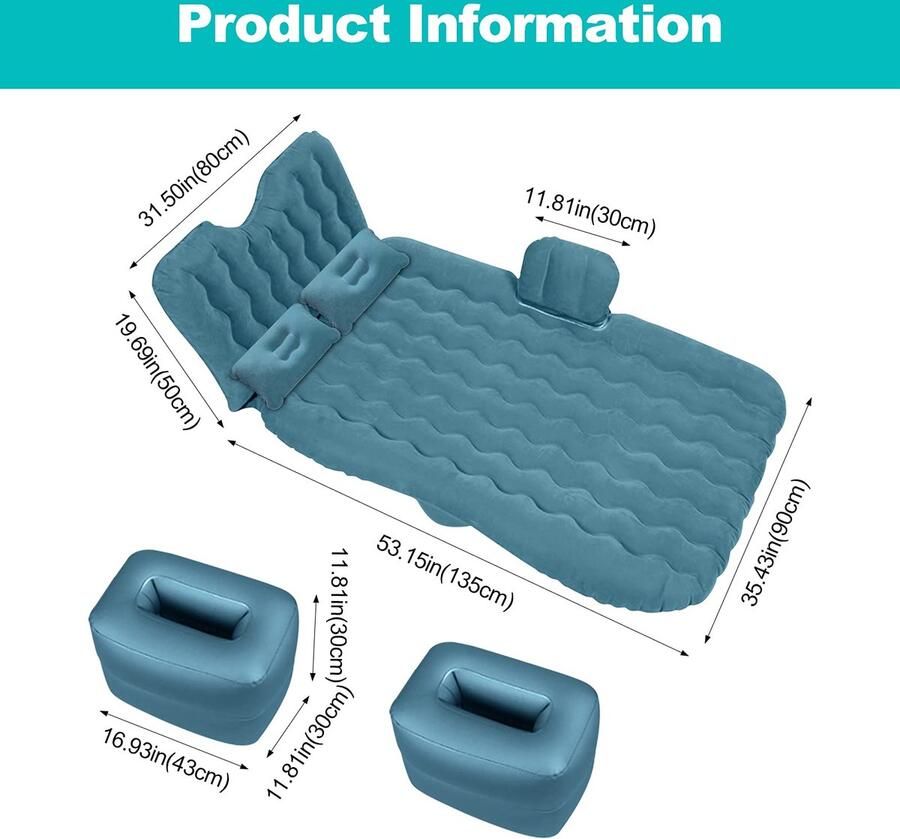 Senza Marchio Ergocar Opblaasbaar bed Universeel past SUV RV Truck Auto Luchtmatras met Kussens Draagbare Luchtbed Slapen Blow-Up Pad Air Sofa Luchtbank voor Kamperen Wandelen Strand Reizen-Groen
