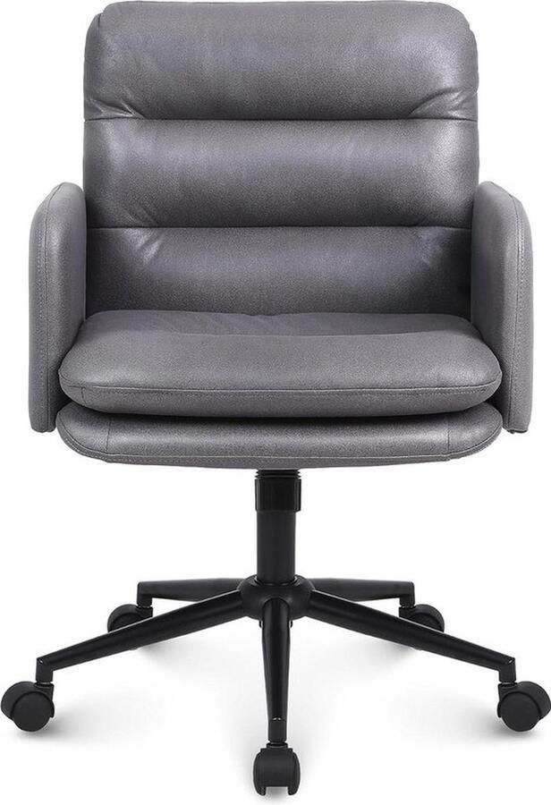 Senza Marchio Ergonomische bureaustoel bekleed met kunstleer Comfortabel en ademend In hoogte verstelbaar Donkergrijs Zomerse Make-up Stoel