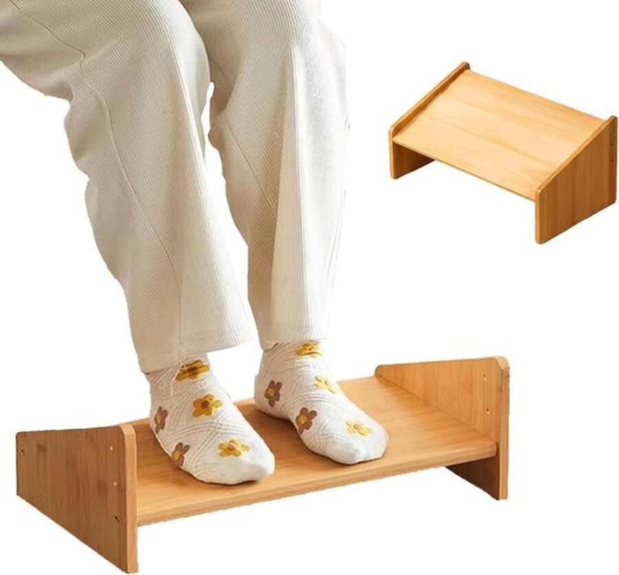 Senza Marchio Ergonomische verstelbare bureau-voetensteun verbetert lichaamshouding en bloedcirculatie hout 3 hoogtes thuis kantoor reizen