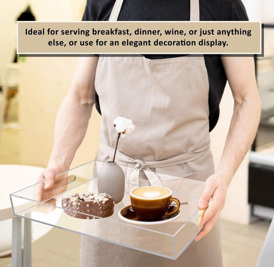 Senza Marchio Estilo Premium Acryl dienblad met handgrepen voor ontbijt salontafels serveren eten of decoratief display