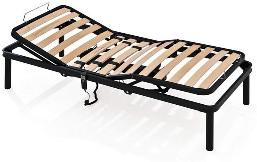 Senza Marchio EVERGREENWEB Elektrische lattenbodem 75 x 190 cm met gemotoriseerde opvouwbare versterkte structuur + 4 uitneembare poten geschikt voor alle bedden en matrassen