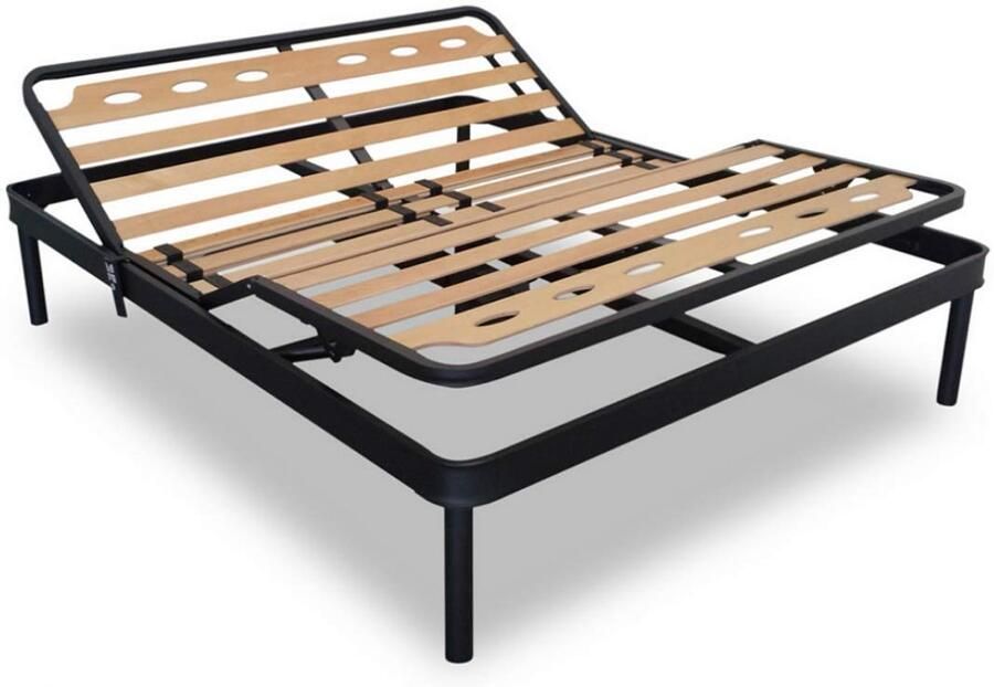 Senza Marchio EvergreenWeb Elektrische lattenbodem voor tweepersoonsbed 140 x 190 cm van hout extra groot gemotoriseerd versterkt dubbele ijzeren structuur + 5 afneembare poten onderbouw voor bedden en