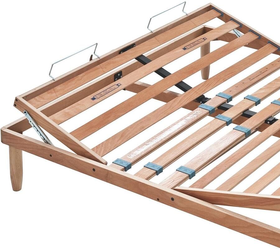 Senza Marchio Evergreenweb Lattenbodem voor tweepersoonsbed 180 x 190 cm lattenbodem van beukenhout handmatige verhoging hoofd en voeten inklapbaar orthopedisch bedframe of matras met hardheidsverstellingen
