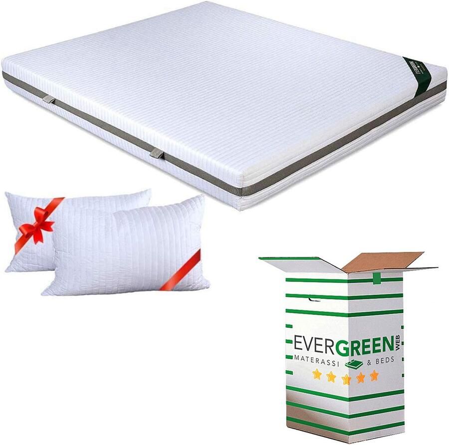 Senza Marchio EVERGREENWEB Orthopedisch matras 160 x 190 cm 20 hoogte van waterschuim + 2 gratis geheugenvorm hardheidsgraad H2 H3 met massageeffect afneembare kussensloop geschikt voor alle bedden Sleepy