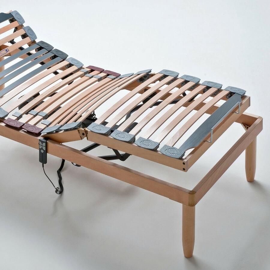 Senza Marchio EvergreenWeb Tweepersoonsbed van beukenhout met schokdemper lattenbodem met kantellatten en stijfheidsregelaars conische voeten ideaal voor alle bedden en matrassen 80x200 Elektrische bodem