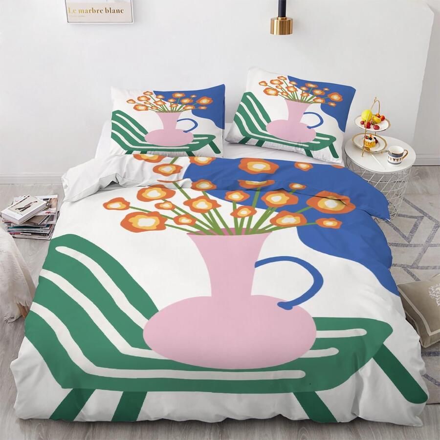 Senza Marchio EXSANLIEAY Vaas beddengoed tweepersoonsbedset minimaal tweepersoonsbed zachte microvezel beddengoedsets omkeerbare dekbedovertrekken met ritssluiting 2 kussenslopen 50 x 75 cm